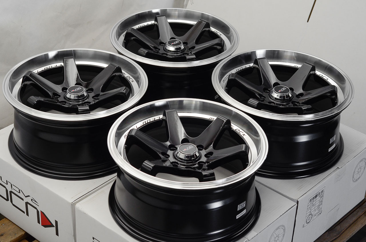 15x7 Civic Wheels Black 4x100 4x114.3 Rims