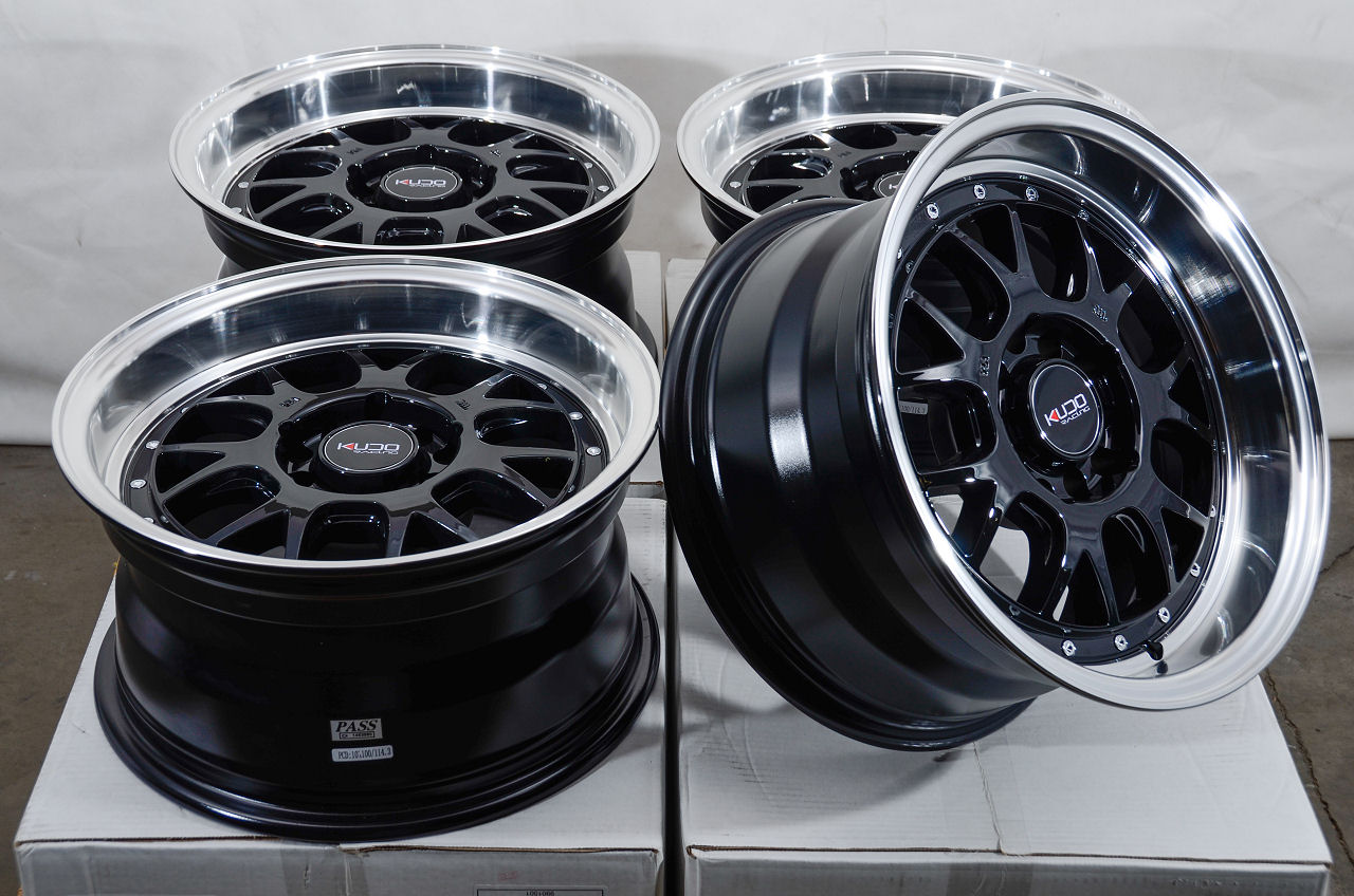 15x8 Civic Wheels Black Rims 5x100 5x114.3