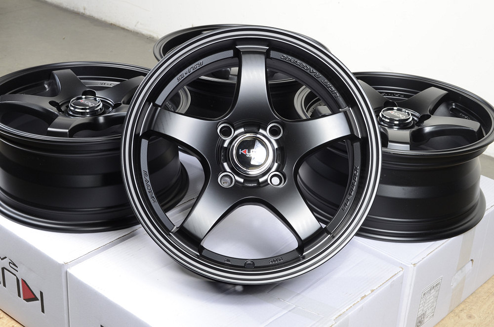 15 4x114 3 Matte Black Rims Nissan Versa galant Accent Volvo S40 Accord Wheels